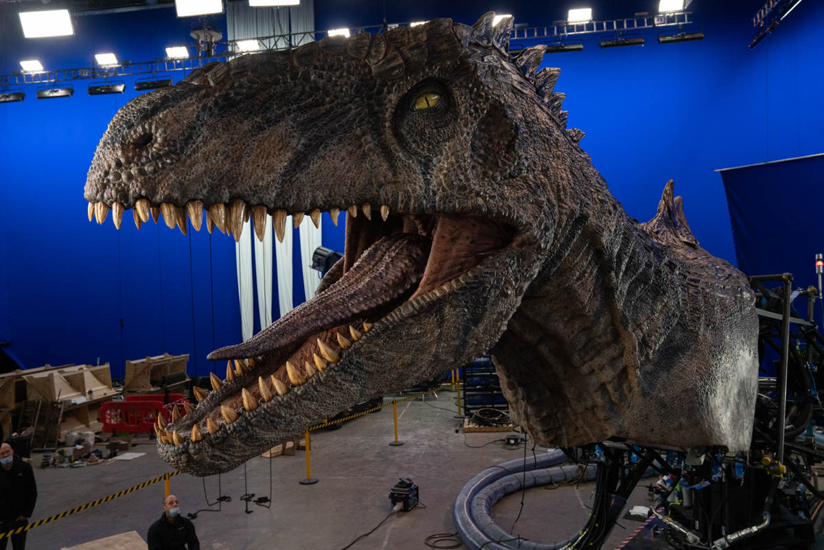 This stunning shot of the Giganotosaurus in ‘Jurassic World: Dominion’ is a practical head and a CG body 3